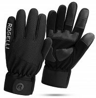 Wiatroodporne zimowe rękawiczki Rogelli ALTA z delikatnym antypoślizgiem i amortyzacją dłoni, czarne