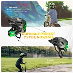 Kask młodzieżowy z odpinaną szczęką Rockbros TS-61 - black-ti-green - 3