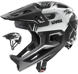 Kask dziecięcy Uvex React jr. fullface, ze zdejmowaną szczęką - black-white matt