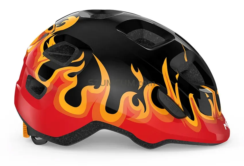 Kask dla najmłodszych MET Hooray - black flames glossy