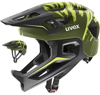 Kask dziecięcy Uvex React jr. fullface, ze zdejmowaną szczęką - dark olive matt