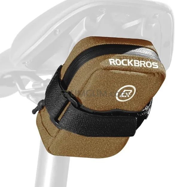 Mini torebka podsiodłowa Rockbros F006 z uchwytem na wkłady CO2 - brown