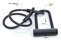 Blokada U-lock Author CLIFF ART (16mm / 7,5×15cm) + linka 12mm / 100cm, - 3