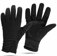 Średnio ocieplane rękawiczki zimowe Rogelli MOUNT z softshellu, czarne
