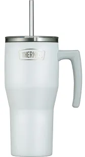Termokubek Thermos Refreshing 0,85 L - z uchwytem i słomką - matowo biały