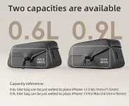 Magnetyczna 100% wodoszczelna torebka na ramę Rockbros AS-133 black - S 0,6L | L 0,9L - 4