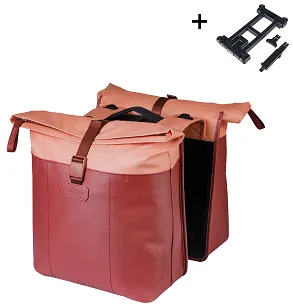Torba miejska Basil Vive - Double Pannier Bag MIK - 28-35L - burgundy/pink