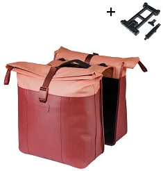 Torba miejska Basil Vive - Double Pannier Bag MIK - 28-35L - burgundy/pink