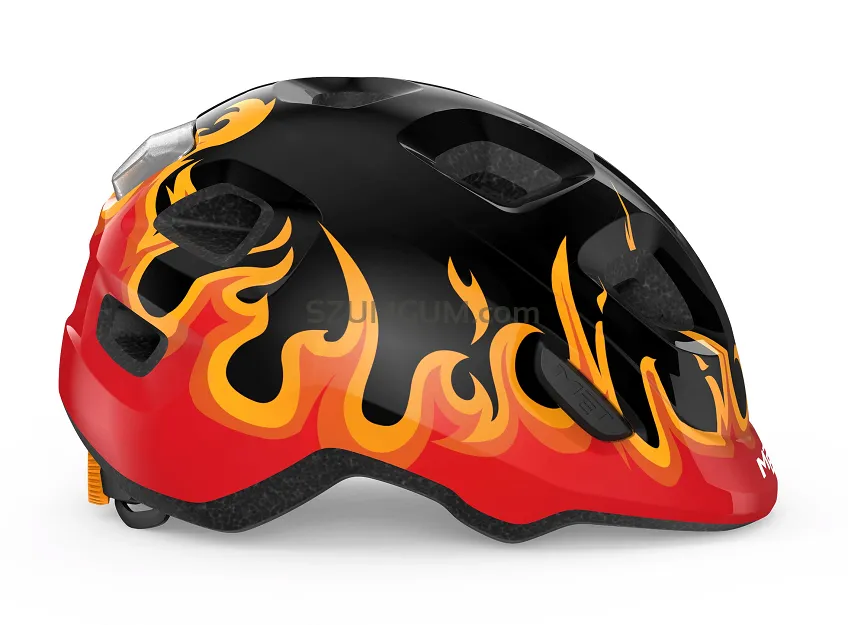 Kask dla najmłodszych MET Hooray MIPS - black flames gloss