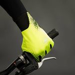 Lekkie zimowe rękawiczki rowerowe Chiba BIOXCELL LIGHT WINTER z elastycznego softshellu, odblaskowo żółte - 4
