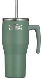 Termokubek Thermos Refreshing 0,85 L - z uchwytem i słomką - matowo zielony