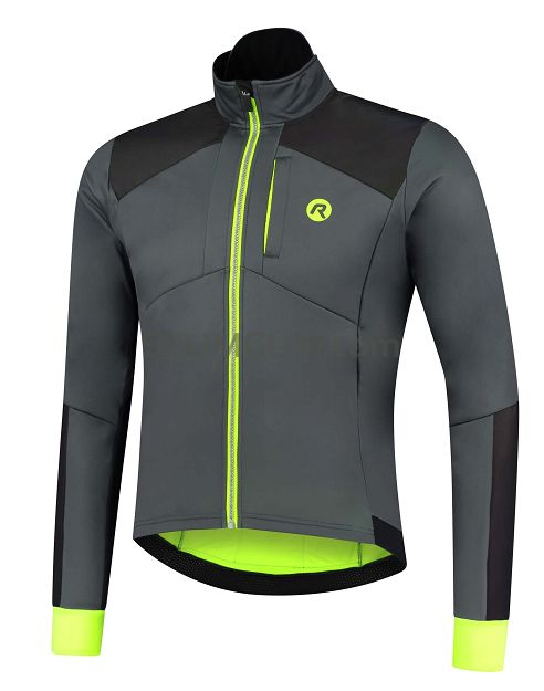 Mocno ocieplana zimowa kurtka Rogelli HI VIS  szaro-fluorowa - Rozmiar  L