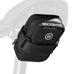 Mini torebka podsiodłowa Rockbros F006 z uchwytem na wkłady CO2 - czarno-zielona