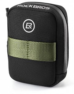 Mini torebka podsiodłowa Rockbros F006 z uchwytem na wkłady CO2 - czarno-zielona