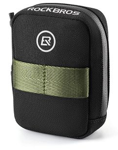 Mini torebka podsiodłowa Rockbros F006 z uchwytem na wkłady CO2 - czarno-zielona