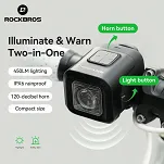 Rockbros dzwonek rowerowy z lampką 2w1 - 4