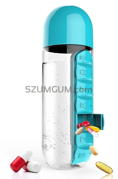 Asobu In Style Pill Organizer do suplementów z butelką 600ml - blue