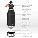 Asobu Buddy Bottle - butelka termiczna z miską na wodę i karmę - black - 12