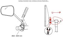 Lusterko rowerowe AJS Plus, długie ramię 25cm - 10