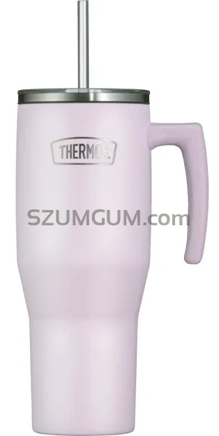 Duży termokubek Thermos Refreshing 1,1 L - z uchwytem i słomką - matowo lawendowy