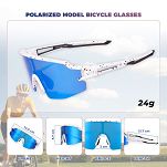 Okulary sportowe Rockbros SP204 - polaryzacyjne z ochroną UV i wkładką korekcyjną / niebieskie szkła - białe oprawki - 6
