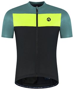Koszulka kolarska Rogelli CORE BLOCK żółto-turkusowo-czarna