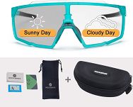 Okulary sportowe Rockbros SP22BL - z fotochromem i wkładkami optycznymi, turskusowe - 2