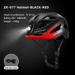 Kask rowerowy Rockbros ZK-077 z zintegrowanym oświetleniem 360°, black red - 2