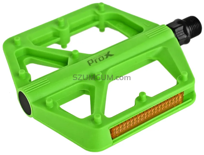 Pedały ProX Base 42 - nylonowe, oś boronowa, odblaski - zielone