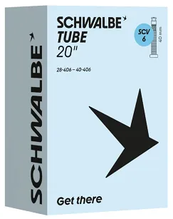 Dętka Schwalbe Standard SCV6 (Clik Valve) – 20″, 28–40 mm (1.1″–1.55″), zawór 40 mm, 95g
