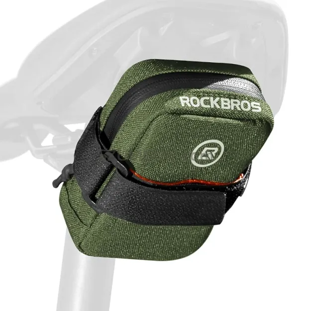 Mini torebka podsiodłowa Rockbros F006 z uchwytem na wkłady CO2 - green