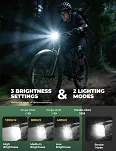 Lampka przednia Rockbros 1600lm zasilana powerbankiem - 3