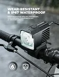 Lampka przednia Rockbros 1600lm zasilana powerbankiem - 7