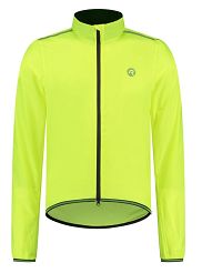 Kurtka przeciwdeszczowa na rower Rogelli ESSENTIAL z podklejanymi szwami i elementami odblaskowymi, odblaskowo żółta
