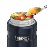 Oryginalny Termos obiadowy  na jedzenie z łyżką Thermos King 470ml, niebieski - 5