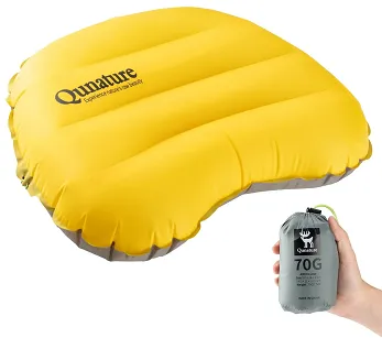 Ultralekka dmuchana poduszka kempingowa Qunature - yellow