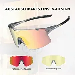 Okulary sportowe Rockbros SP338 – 3 wymienne soczewki: fotochromowe, polaryzacyjne i żółte nocne - grey pink - 6