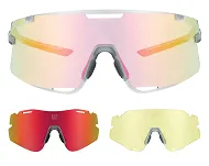 Okulary sportowe Rockbros SP338 – 3 wymienne soczewki: fotochromowe, polaryzacyjne i żółte nocne - grey pink - 4