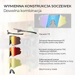 Okulary sportowe Rockbros SP338 – 3 wymienne soczewki: fotochromowe, polaryzacyjne i żółte nocne - grey pink - 2