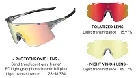 Okulary sportowe Rockbros SP338 – 3 wymienne soczewki: fotochromowe, polaryzacyjne i żółte nocne - grey pink - 5