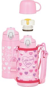 Termos dziecięcy Thermos Active z dwiema nakrętkami i futerałem 600ml dziewczęcy