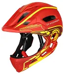 Kask rowerowy fullface dziecięcy Wozinsky z zdejmowaną szczęką i tylną lampką USB 52-56 cm - czerwono-żółty - 2