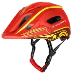 Kask rowerowy fullface dziecięcy Wozinsky z zdejmowaną szczęką i tylną lampką USB 52-56 cm - czerwono-żółty - 3