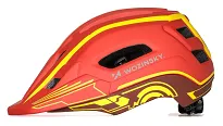 Kask rowerowy fullface dziecięcy Wozinsky z zdejmowaną szczęką i tylną lampką USB 52-56 cm - czerwono-żółty - 7
