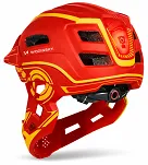 Kask rowerowy fullface dziecięcy Wozinsky z zdejmowaną szczęką i tylną lampką USB 52-56 cm - czerwono-żółty - 4
