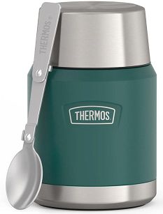 Termos na jedzenie z składaną łyżką i kubkiem Thermos ICON 470 ml - zielony