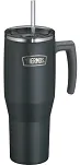 Duży termokubek Thermos Refreshing 1,1 L - z uchwytem i słomką - matowo czarny - 2