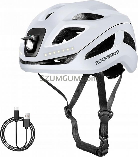 Kask rowerowy Rockbros ZK-077 z zintegrowanym oświetleniem 360°, white