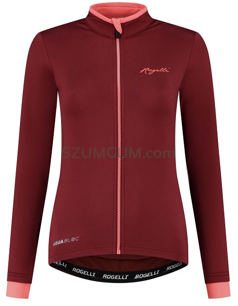 Ocieplana damska bluza rowerowa Rogelli ESSENTIAL, bordowo-koralowa