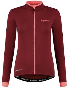 Ocieplana damska bluza rowerowa Rogelli ESSENTIAL, bordowo-koralowa